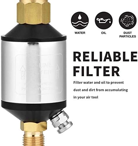 Beduan Air Compressor Water Oil Separator Filter for paint spray gun, 1/4 inch NPT Male and Female Thread silver - Image 3
