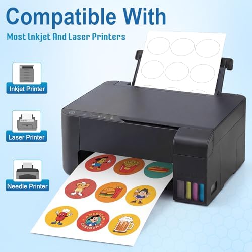 2.5 Inch Circle Labels, 90 Printable Round Stickers, Laser & Inkjet HB-C009 - Image 3