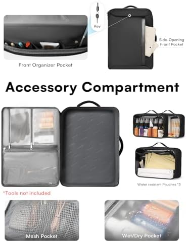 Tattoo Travel Case with 3 Inner Waterproof Removable Pouches, Tattoo Bag for Carrying Supplies, Stencil Printer and Equipment, Adjustable Dividers Tattoo Backpack, Gifts for Tattoo Artists (Bag Only) - Image 4