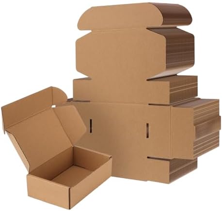 RLAVBL 6x4x2 Small Shipping Boxes Set of 50, Brown Corrugated Cardboard Box for Packing, Mailing, Business by RLAVBL