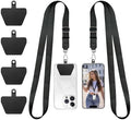 Doormoon Phone Lanyard, Adjustable Neck Strap with 4 TPU Patch for Phone Case Keys ID Badges Universal Cell Phone Lanyard Compatible with iPhone, Samsung, Most Smartphones, 2 Pack, Black Black by Doormoon