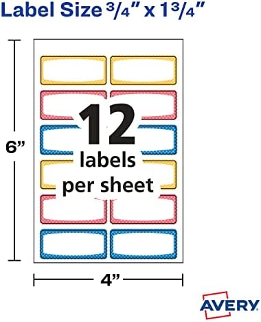 Avery Durable Labels for Kids' Gear, 3/4" x 1-3/4", Assorted Border Colors, Water-Resistant Labels, 60 Count (41442), (Pack of 2) - Image 6