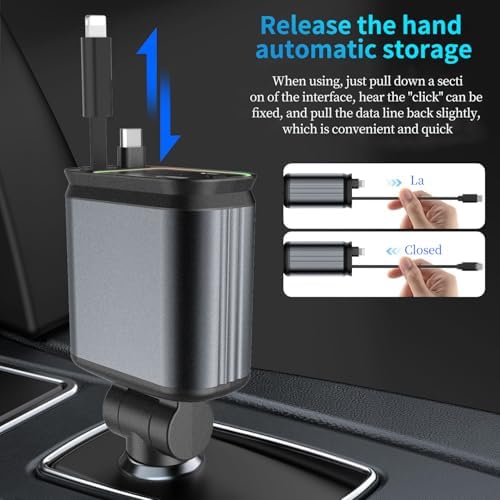 Starlight Retractable Car Charger, Car Phone Charger USB C Fast Charger - Image 5