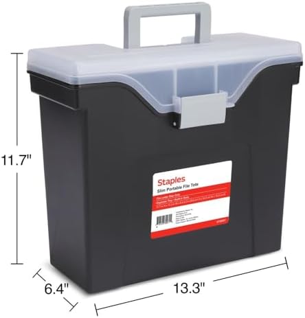 Staples Slim Portable File Tote, Letter Size, Black, 5/Carton - Image 5