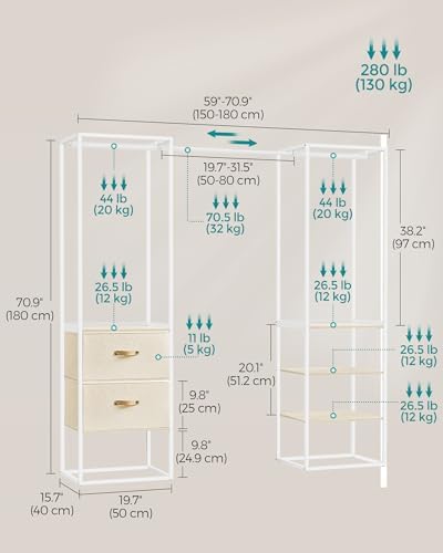 SONGMICS Portable Closet Wardrobe, Freestanding Clothing Rack - Image 6