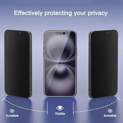 Ailun Privacy Screen Protector+Camera Lens Protector for iPhone 16, 3+3Pack - Image 2