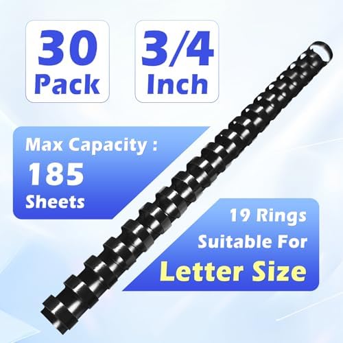 TOTiyea 30 Pack 3/4" 19 Ring Plastic Binding Combs,185-Sheet Letter Size - Image 2