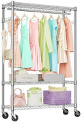IZEUK Heavy Duty Rolling Garment Rack Wire Clothes Rack for Hanging Clothes (Chrome, 3 Tier with 2 Rod, 15.7" D x 45.3" W x 75.6" H) by IZEUK