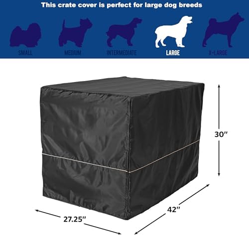 MidWest Homes for Pets Large Dog Crate Cover, Black Polyester Privacy Kennel Cover Fits Most 42-inch Crates, Machine Washable, Reduces Barking & Chewing - Image 6
