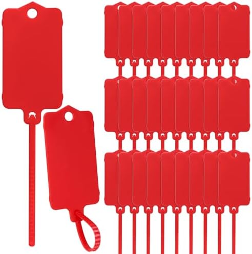 LeonBach 100 Pcs 1.46“ x 2.48” Plastic Shipping Tags, Red by LeonBach