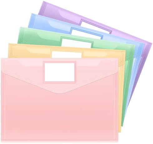 Sooez 5 Pack Plastic Envelopes Plastic File Folders, Document Organizer by Sooez