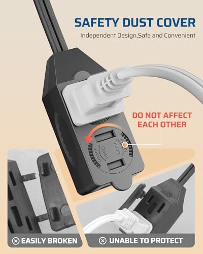 DEWENWILS 10FT Extension Cord, AWG16/2 13A/125V, Black, ETL Listed, 2 Pack - Image 2