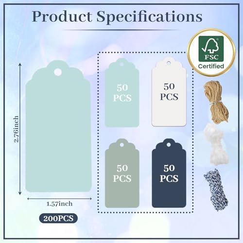 SALLYFASHION 200 PCS Gift Tags with String Attached, 1.57X2.76 Colored Hang - Image 6