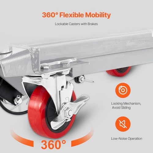 VEVOR Hydraulic Lift Table Cart, 500 lbs Load Capacity, 28.5-Inch Lifting Height, Manual Single Scissor Lift Table with 4 Wheels and Non-Slip Pad, Gray, Alloy Steel - Image 4