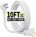 Vockjour 10 FT 14 Gauge Low Profile Flat Plug Extension Cord White by Vockjour