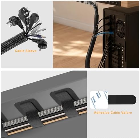 494 PCS Cable Management Kit - 4 Cable Sleeve Split, 2 Cable Organizer, 130 Adhesive Cable Clip, 6 Cable Holder, 2 Roll Cable Organizer Strap, 300 Cable Tie with 50 Mount, for Computer TV Under Desk - Image 5
