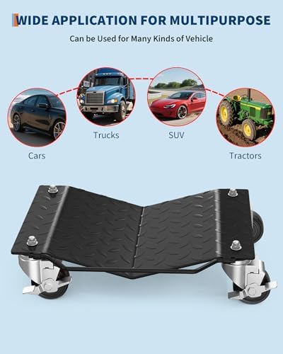Garvee Car Wheel Dolly Set of 4,6000 LBS Capacity Heavy Duty Vehicle Mover Dolly with Brakes for Moving Cars, Trucks, Trailers and Motorcycles, Black - Image 7