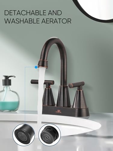 Cobbe Bronze Bathroom Faucets, Centerset Bathroom Sink Faucet 4 Inch - Image 5