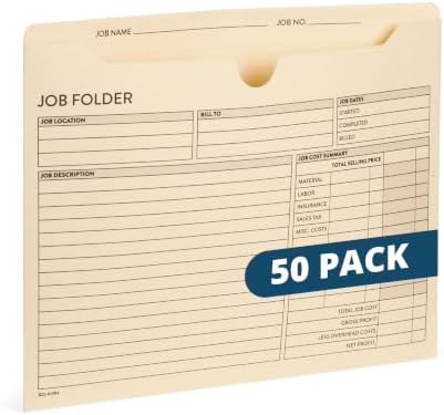 Blue Summit Supplies 50 Job Folders, Letter Size, Manila, Preprinted by BlueSummitSupplies