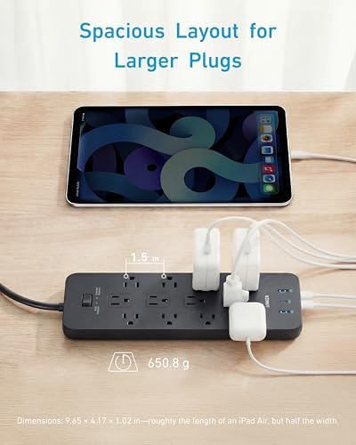 Anker Power Strip with 2100J Surge Protector, Outlet Extender, 20W, 12 AC - Image 5