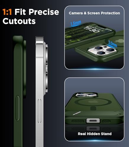 Temdan Magnetic Compatible with iPhone 13 Pro Case, [Built-in Invisible Kickstand][Compatible with MagSafe][Military Grade Shockproof] Slim Translucent Matte Phone Case for iPhone 13 Pro 6.1" - Image 6