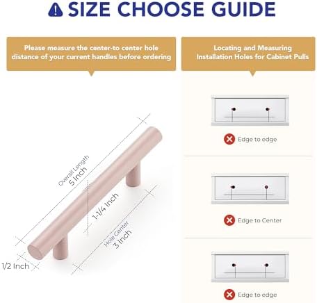 Ravinte Cabinet Handles,5" Length,3" Hole Center,Pink,6 Pack - Image 3