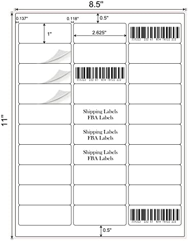 1" x 2-5/8" Address Labels 3000 Labels Sticker Paper for Laser/Ink Jet Printer mailing Labels 8.5"×11" White 30 per Sheet - Image 2