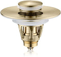 Universal Bathroom Sink Stopper - Bounce Wash Basin Drain Filter, Stainless Steel Pop Up Drain Stopper, Bullet Core Push Type Sink Stopper, Sink Drain Plug with Anti-Clogging Strainer, Brushed Gold1 by PerPaiMe