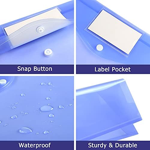 6 Pack Clear Document Folders Plastic Envelopes, A4 Size, 6 Colors - Image 4