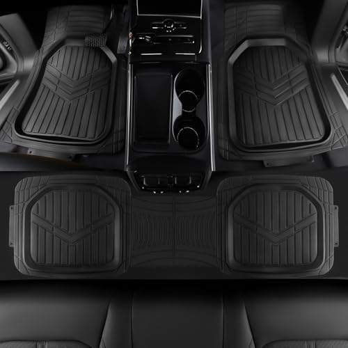 Amazon Basics 3-Piece All-Weather Heavy Duty, Full Set PVC Floor Mats for Universal Fit in Cars, SUVs, and Trucks, Black, Trim to Customize - Image 5
