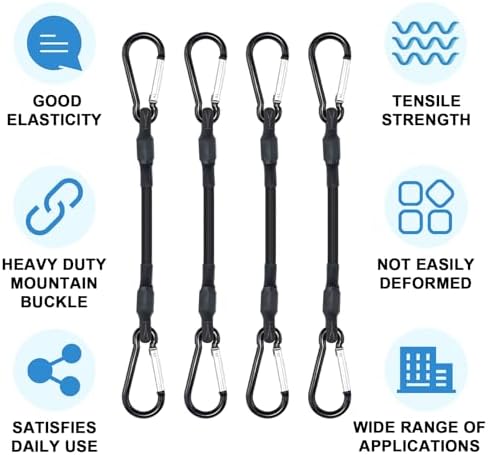 SDTC Tech 8IN Mini Short Bungee Cords with Carabiner Hooks - Image 4