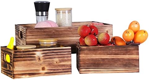 Wooden Crates for Display,Decorative Box Rustic,Rectangle Baskets Container - Image 2