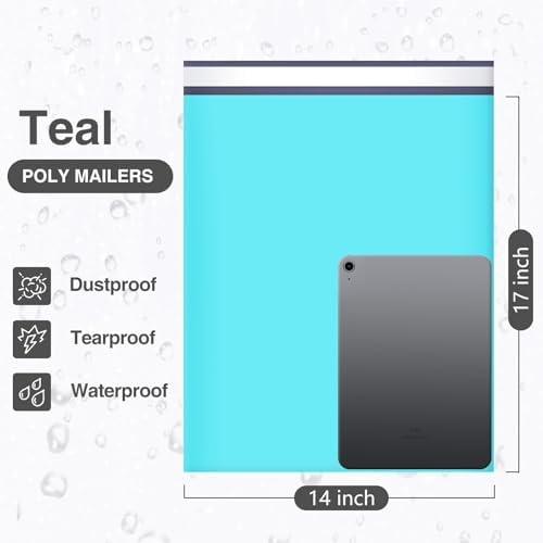 UCGOU Large Poly Mailers 14x17 Inch Teal 100 Pack Plastic Shipping Bags - Image 2