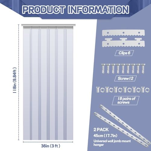 Juexica 36 X 118 Inch Clear Freezer Door Curtain Plastic Strips - Image 2