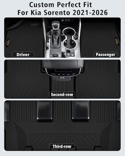 Floor Mats Custom for Kia Sorento 2021-2025 2026 6&7 Seats (Not for Hybrid) - Image 2