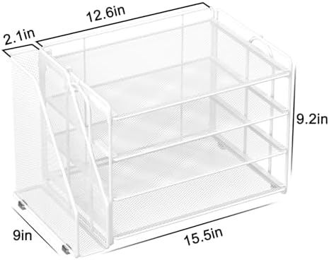 Spacrea Desk Organizers and Accessories, Paper Organizer for Desk with File organizer, Desk Accessories & Workspace Organizers for Office Supplies (White) - Image 5