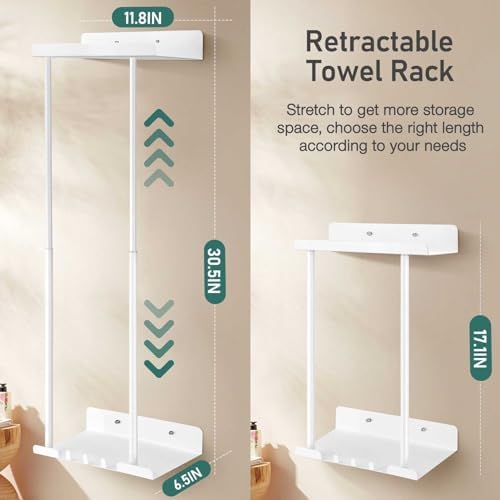 Hommtina Bathroom Towel Storage Black Towel Holder Bathroom Decor Aesthetic Towel Racks for Bathroom Bath Towel Storage (White) - Image 4