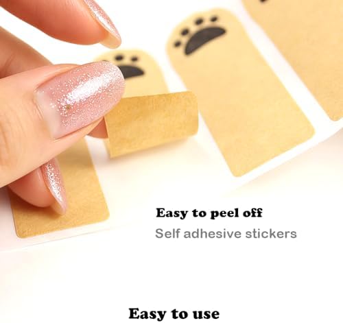 Cute Cat Paw Name Stickers 2 Rolls Blank Brown Kraft Full Adhesive Sticky Notes 240 Pcs Writable Sealing Sticker Labels for Jars Lids Food Containers Canning Bottles Gift Baking Packaging (Cat paw) - Image 4