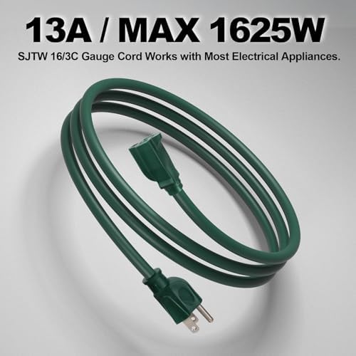 EP 75 FT Outdoor Extension Cord, 16/3 SJTW Heavy Duty Green, ETL Listed - Image 6