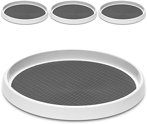 12-Inch Non-Skid Turntable Lazy Susan Organizer [4 Pack] - Spinning Rack for Cabinet Table Top, Pantry Organization Storage, Kitchen, Fridge, Vanity, Countertop, Under Sink Organizing, Spice Spinner by MakeLifeBetterEasier