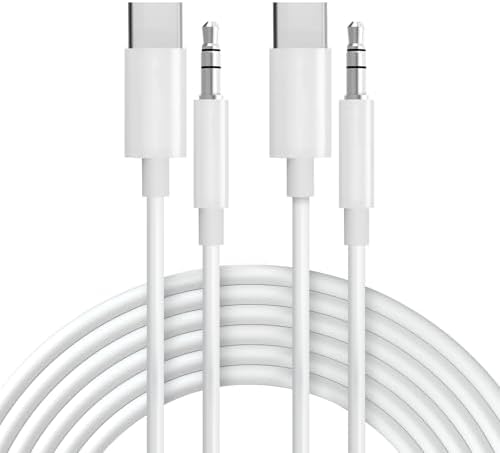 Seulliya USB C to 3.5mm Audio Aux Jack Cable, Aux Cord for iPhone 15, Type C to 3.5mm Headphone Car Stereo Cord Compatible with iPhone 16 Plus /15 Pro Max, Samsung Galaxy S23 S22 Note 20, 2Pack White by Seulliya