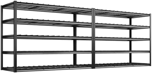 REIBII 60" W Garage Shelving Heavy Duty Metal Shelving 3000LBS Storage Shelves Adjustable Metal Shelves for Industrial 5 Tier Garage Shelves for Basement Pantry Warehouse 60" W x 24" D x 72" H 2 Pack by REIBII
