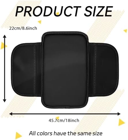 Car Center Console Cover, Leather Car Armrest Cover with 2 Side Storage Bags, Waterproof Anti-Scratch Console Protector, Universal Armrest Pad for Most SUVs, Sedans and Trucks (Black) - Image 2