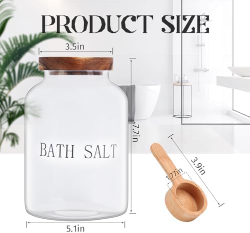 BKYFPQ 74 oz Bath Salt Container with Wooden Lid and Scoop - Image 2