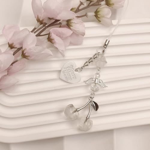 Phone Charms Strap Cute Cherry CellPhone Straps Aesthetic Pink Red Black BlueCherry Phone Chain for Camera Keychain Bag Pendant Decor Gift - Image 5