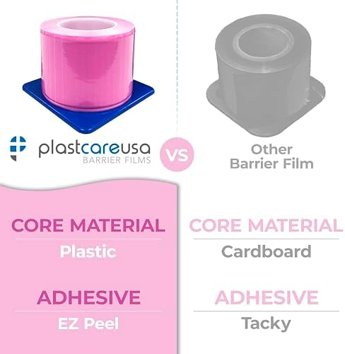 Pink Barrier Film Roll 4"x6" - 6.5nm Thickness Medical Grade Surface Protective Dental Barrier Film for Dental, Medical, Tattoo - Easy Peel, Non-Stick Tape (1 Box of 1200 Sheets) By PlastCare USA - Image 3