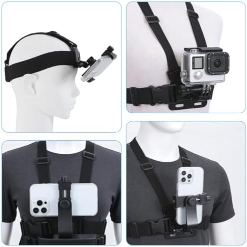 KINGKI Mobile Phone Chest Strap Harness Mount Head Strap Holder Kit for POV/VLOG,Cell Phone Clip Compatible with iPhone,Samsung,GoPro Hero 12, 11,10, 9, 8, AKASO,DJI Osmo,and Action Cameras… - Image 2