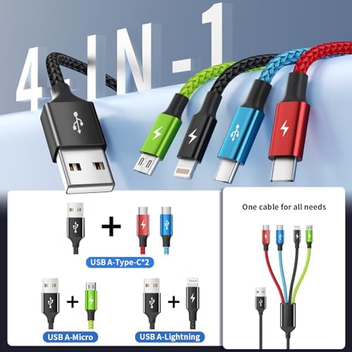 4 in 1 Multi Charging Cable, 2 Pack 5FT Charging Cords for Multiple Devices - Image 3