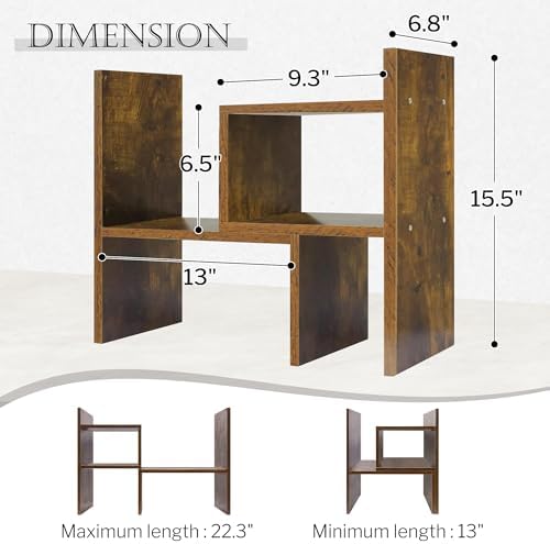 Jerry & Maggie Adjustable Wood Desktop Display Shelf Natural Wood Tone - Image 2