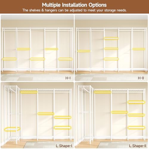 ONBRILL F5 Heavy Duty Clothes Rack Freestanding Modular Closet System White - Image 5